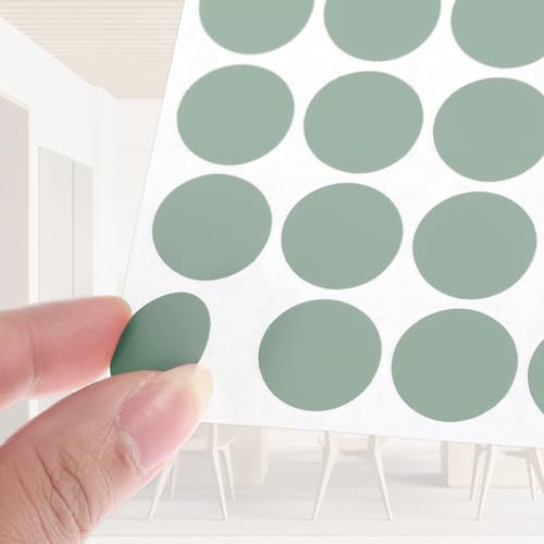 PATIKIL 270 Pieces Screw Hole Stickers, 5 Sheet Self-Adhesive Waterproof PVC Wood Grain Sticker for Screw Holes Wall Cabinets Desk Repairing, Light Green, 21mm/0.83 Inch - color: Light Green