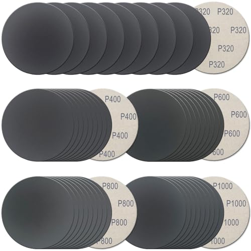 50Pcs 5 Inch Hook and Loop Sanding Discs, Wet Dry Sandpaper Assortment - style: Grit 320 400 600 800 1000