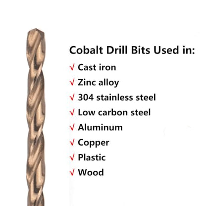 1/8 in. x 6 in. Cobalt Aircraft Extension Drill Bits Set(5PCS), M35 High Speed Steel Drill Bit Extra Long Deep Hole Drilling for Stainless Steel, Plastic and Wood - size: 1/8"x6"(5PCS)