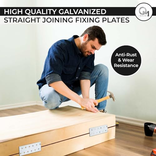 10 Pack Flat Joining Nail Plates (4.72" x 1.57" x 0.08") Connecting Perforated Metal Brace Bracket Timber Wood Fixing Galvanised Steel Repair Connector - size: 4.72" x 1.57"