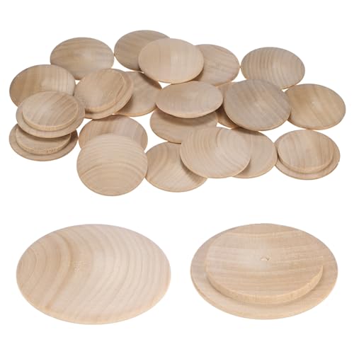 M METERXITY 25-Pack Wood Plugs for Screw Holes, 45 x 35mm Beech Button Wood Top Plugs for Furniture/Stair/Chair/Craft, Flat Head Decorative Wooden Cover - size: 45x35mm