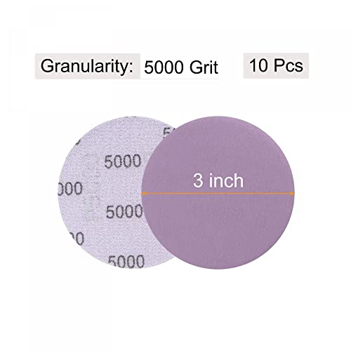 uxcell 10Pcs 3-Inch Purple Sanding Discs 5000 Grits Hook and Loop Professional Aluminum Oxide Sand Paper Wet Dry Polish for Wood Metal Paint Finishing - style: 5000 Grit