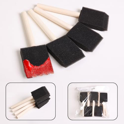36-Piece Professional Painting Kit | 16 Sponge Brushes + 20 Nylon Brushes | Birch Handle & Aluminum Ferrules | Polyether Sponge & Nylon Bristle Combo | Watercolor/Acrylic/Oil Texture Tools
