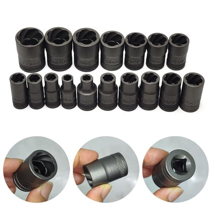 21PCS Twist Lug Nut Socket Set, 3/8" Drive Bolt Nut Extractor Tool - color: 21pcs Lug Nut Extractor 3/8 Inch Drive