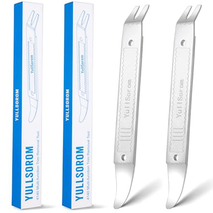 4140 Dual-purpose Steel Pry Bar, Multi-Function Trim Removal Tool for Automotive Panel,Planes Panel, Interior &exterior Trim Removal (Silver Pry Tool 2pc) - size: Double Head silver 2pcs