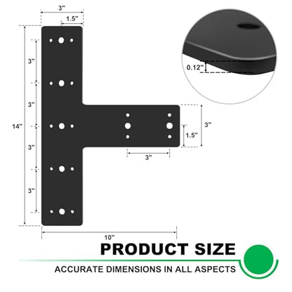 4pcs 14x10 T Post Timber Bracket for Wood 4x4 Black Mending Plate - size: T-14x10