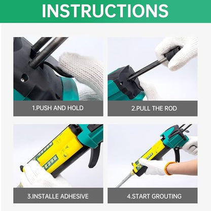 Double Caulking Gun,Dual Epoxy Gun for 400 mL(13.5 fl oz,1:1 Mix Ratio),Manual Dual Component Adhesive Applicator with 9 Pieces Caulk Tools,Green - color: Green