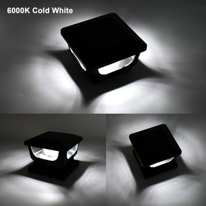 Solar Post Cap Lights for 3x3 Metal & 4x4 Vinyl/Wood Fence Posts, 6 Pack - size: 6 Pack