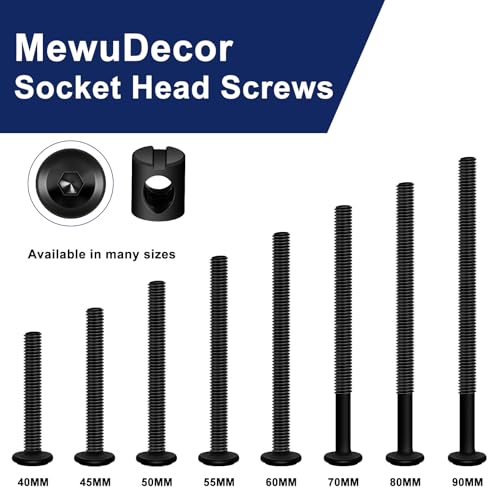 M6 x 70mm Black Flat Head Socket Head Screw Furniture Bolts and Barrel Nuts, with Allen Wrench Perfect for Furniture, 10 Sets - color: Black, size: M6 x 70mm