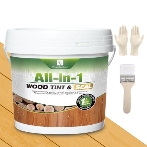Advanced Light Oak Wood Stain & Sealer 1Gallon/128oz, Non-Toxic Waterproof Wood Finish, Flexible Crack & Weather Resistant Wood Treatment to Highlight Natural Wood - color: Light Oak, size: 1Gallon/128oz