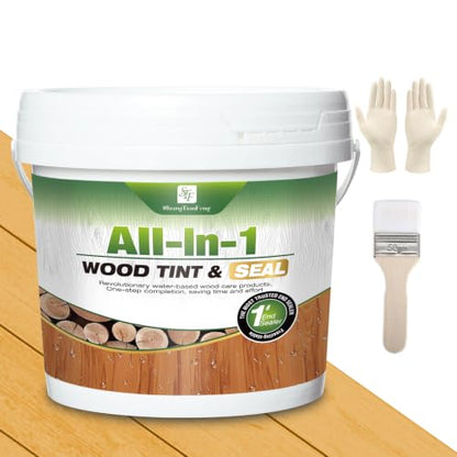 Advanced Light Oak Wood Stain & Sealer 1Gallon/128oz, Non-Toxic Waterproof Wood Finish, Flexible Crack & Weather Resistant Wood Treatment to Highlight Natural Wood - color: Light Oak, size: 1Gallon/128oz