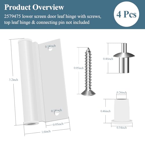 4 Pcs 2579475 Bottom/Lower Screen Door Leaf Hinge W/Screws Fits Andersen - style: 4 Pcs