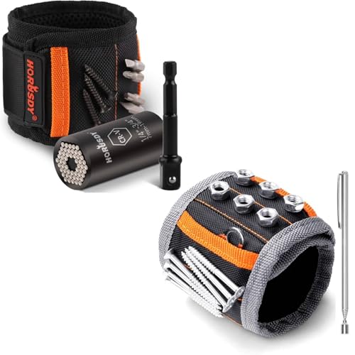 HORUSDY 2pcs Magnetic Wristband & Universal Socket Grip