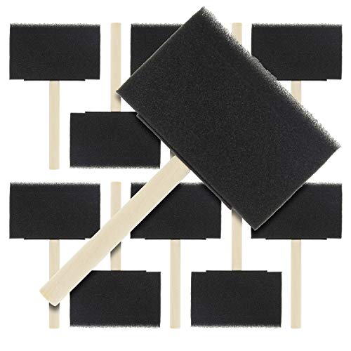 US Art Supply 4 inch Foam Sponge Wood Handle Paint Brush Set, 10-Pack
