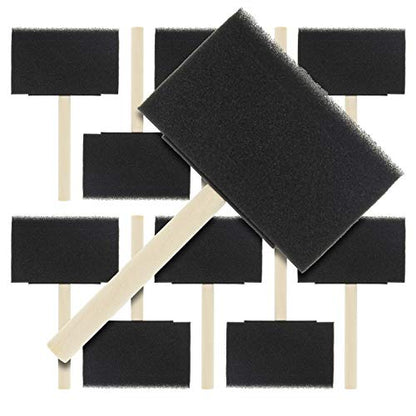 US Art Supply 4 inch Foam Sponge Wood Handle Paint Brush Set, 10-Pack