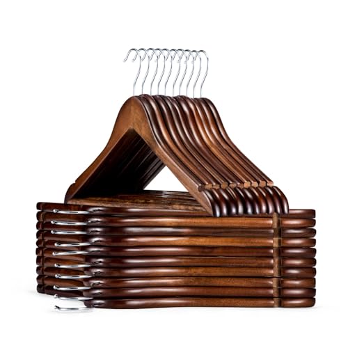 HOUSE DAY Premium Wooden Hangers 20 Pack, 17.5" Smooth Wood Clothes Hangers - size: 20 Pack