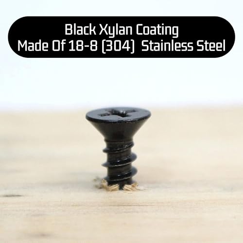 Bolt Dropper No. 8 x 2'' Black Screws, Xylan Coated Stainless Flat Head Phillips Wood Screw Deep Cut (25 Pack), 18-8 (304) Stainless Steel Anti Corrosion - size: #8 x 2''