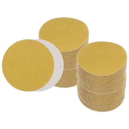 100pcs No Hole Sanding Discs- [ 3 Inch 120 Grit ] Round Hook and Loop Grip Sanding Pads Sheet Sandpaper for Automotive Woodworking Metal Polishing Use| Gold, Aluminum Oxide - size: 120 grit