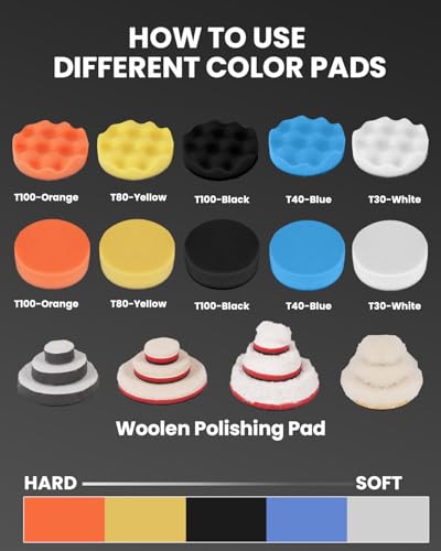 Elechiakan 78PCS Car Foam Drill Polishing Kit 1/2/3 Inch Buffing Pad Finish