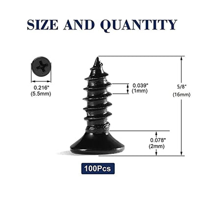 #4 x 5/8" Wood Screw 100Pcs 18-8 (304) Stainless Steel Screws Flat Head Phillips Fast Self Tapping Drywall Screws Black Oxide by SG TZH - size: #4 x 5/8"