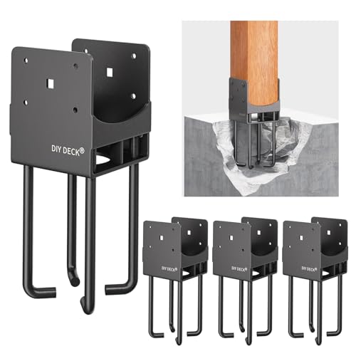 4Pack Heavy Duty Stainless Steels U-Shape Wet Concrete Fence Post Holder 6"x6" (Actual 5.5 "x5.5) Base Anchor Bracket with Air Flow Channel for Terrace Post Base,Fences, Wood Pergola [Patent Pending] - size: 6x6, style: 4Pack