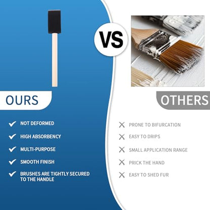 Foam Paint Brushes, 48 Pcs -10 Sizes, Paint Sponge, Premium Foam Brushes - color: Black