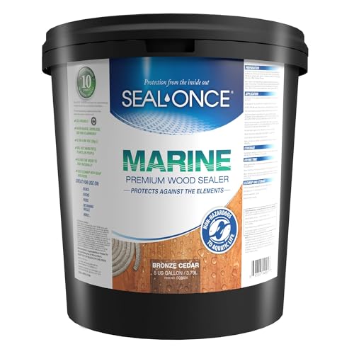 Seal-Once Marine Waterproof Wood Sealer and Stain, Bronze Cedar, 5 Gallon - color: Bronze Cedar, size: 5 Gallon