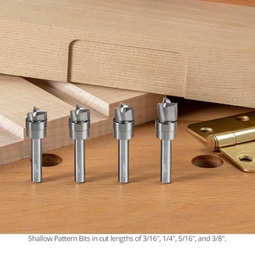 Compact Shallow Pattern Router Bit, 3/16" CL Spiral Carbide Head for Dado Clean-Out, Hinge Mortising & Template Routing – Made in USA US2188CSP - style: 3/16" CL