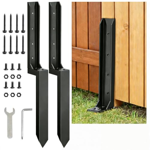 Fence Post Repair Kit,Quick Fix Broken/Leaning 4x4/6x6 Wood Posts, Heavy Duty Fence Post Anchor Ground Stakes for Repair Tilted, Broken Wood Support(Heavier at 4.2 lbs, 1-Pack)