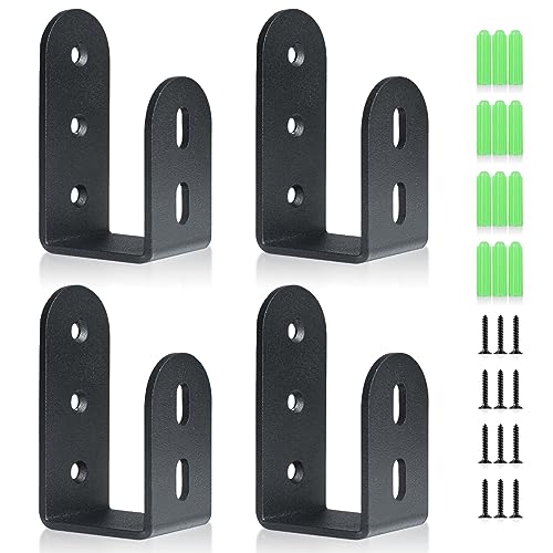 4 Pack Heavy Duty Door Barricade Brackets for 2x4 Lumber,Black
