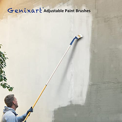 Genixart Extendable Paint Brushes, Wood Stain Brush Set for Fence, 3 Pack