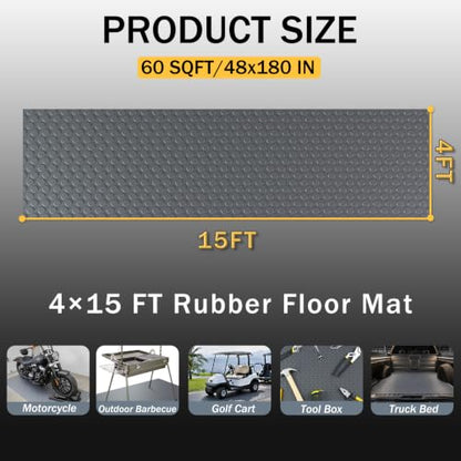 StellarStar 4x15 FT Garage Floor Mat, 2mm Thickened PVC Coin Pattern - color: Gray(Coin), size: 4x15 FT