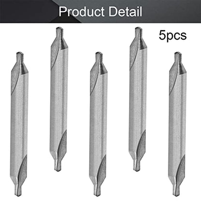 Utoolmart 5 Pcs Center Drill Countersink Lathe Bit Mill Tool, Combined Drills Plain Type Imperial, 3/16-inch Combined Countersinks Drills Set Tool, HSS-6542 Countersinks - size: 3/16" 5pcs