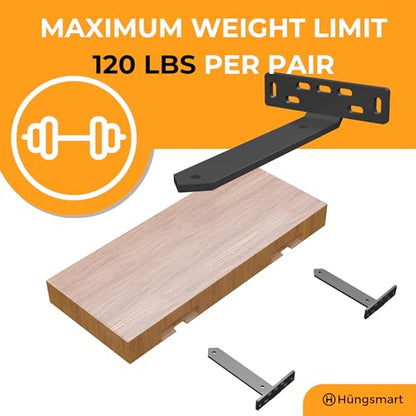 4 x Heavy Duty L Shelf Brackets with Triangle Gusset (8.5" D x 5" W x 1 1/4" H) Black, 6mm Thick Steel Wall Brackets for Floating Shelves, Mantel and Open Shelving, Hardware Included - color: Black, size: 8.5 inch - L Shape Triangle