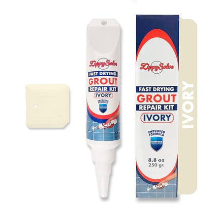 ZippySolve Tile Grout Repair Kit, Refresh Tile, Grout Sealer (8.8oz, Ivory) - color: Ivory