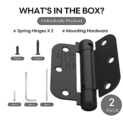 2 Pack 3.5 Inch Self Closing Door Hinges, Gloss Black - color: 3.5" - Gloss Black