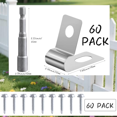 60PCS Stainless Steel Wire Fence Clips with Screws for 12-16 Gauge Fencing