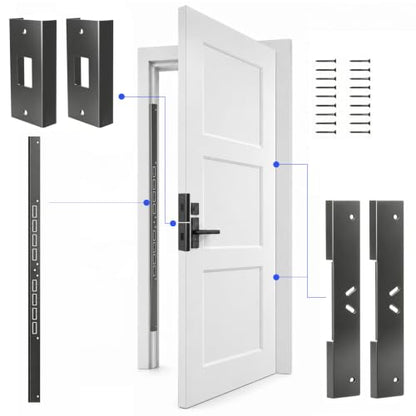 5-Piece Door Frame Reinforcement Kit, Anti Kick in Door Security, Black - size: Black