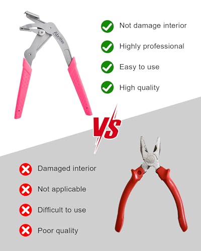 Car Clip Pliers, Panel Clip Removal Tool for Plastic Fasteners,Rose Red - color: Rose Red
