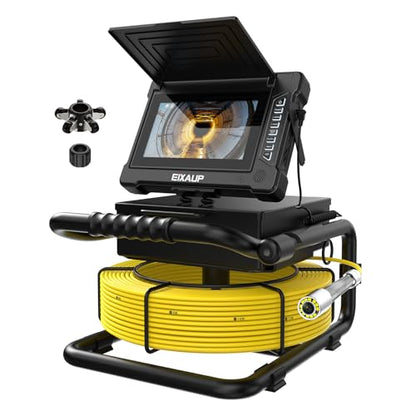Sewer Camera 7 inch with Meter Marker, 100ft Pipe Endoscope with 32GB DVR, 20x Zoom, 12 LED Lights, IP68 Waterproof 23MM 1080P Camera for Pipe Inspection - size: Without Self leveling