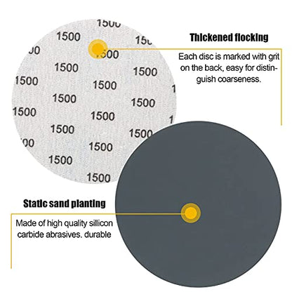 VIBRATITE 1500 Grit 6 Inch Hook & Loop Sanding Discs, 30PCS - size: 6 Inch (1500 Grit)