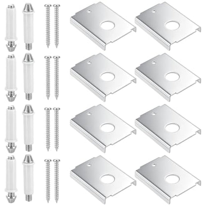 24pcs Bifold Door Hardware Repair Kit, Carbon Steel Bifold Closet Hardware for 1-3/8" Wood Doors with 7/16" Pivot Hole, Includes Metal Brackets, Screws & Pivot Accessories, Top or Bottom Replacement
