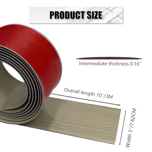 Vinyl Floor Transition Strip Self Adhesive 3"×10' Light Gray Wood Grain - color: Light Gray Wood Grain, size: 3in, 10FT