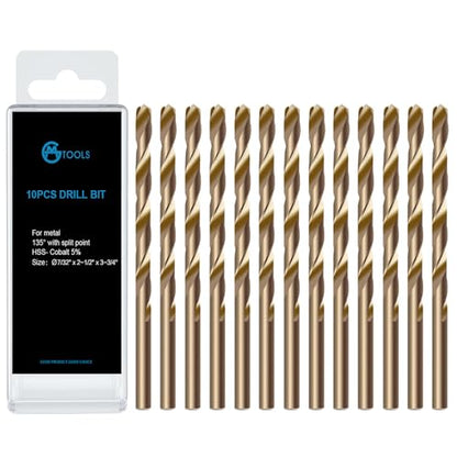 GMTOOLS 7/32" Cobalt Drill Bit Set, 13Pcs M35 High Speed Steel Jobber Length Drill Bit Kit - style: M35-7/32-13PCS