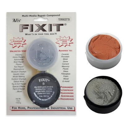Aves FIXIT Multi-Media Repair Compound - 2 Part Modeling Compound (A & B) - color: Terracotta, size: 1/4 lb