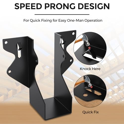 50Pcs Black 2x4 Joist Hangers for Wood,18 Gauge Metal Face Mount Joist Hanger,Lu24 Joist Hangers Powder Coating,Hurricane Ties for Rafter,Rafter Brackets 2x4 for Deck,Floor,Roof Overhang,Ceiling Joist - size: 50 Pcs 2x4 Joist Hanger, style: Black