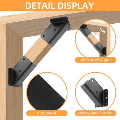 45-Degree Angle Bracket for 2x4 Post(Actual 1.5''x3.5''), Heavy Duty Connector Brace 45-Degree Pergola Support Brace for Pergola, Gazebo Wood Post 4 Pcs