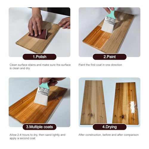 Pure Tung Oil for Wood with Wood Brush, Premium Wood Oil - Waterproof Wood Sealer Indoor and Outdoor, Tung Oil for Unfinished Bare Wood, Such as Wood Furniture, Wood Floors (8 Ounces) - size: 8 Ounces