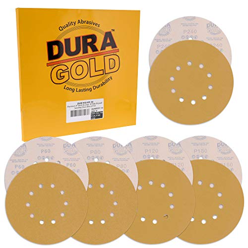 Dura-Gold 9" Drywall Sanding Discs, 10 Hole, Grits 60, 80, 120, 180, 240 - size: Variety Grit