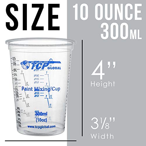 TCP Global 10 oz. (300ml) Graduated Plastic Mixing Cups - Box of 50